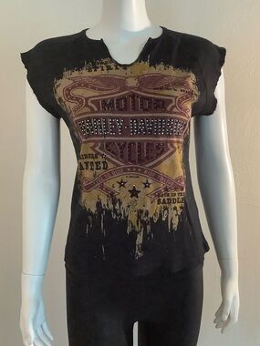 Harley-Davidson Black Short Sleeve Studded Graphic Tee